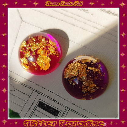 Earrings: Gold Foil Lucite Dômes
