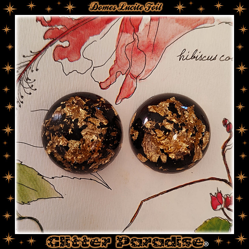 Earrings: Gold Foil Lucite Dômes