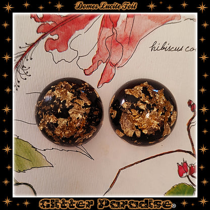 Earrings: Gold Foil Lucite Dômes