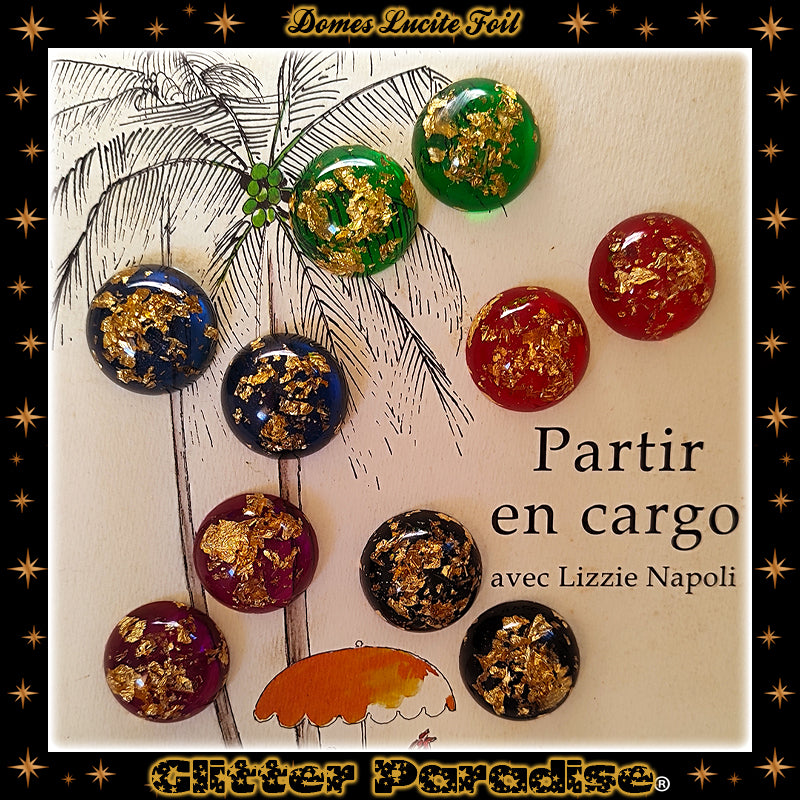 Earrings: Gold Foil Lucite Dômes