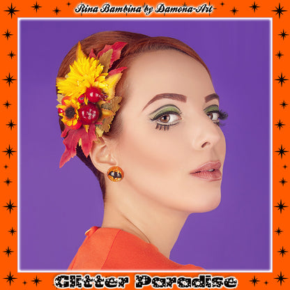 Earrings: Dome Pumpkin Bat
