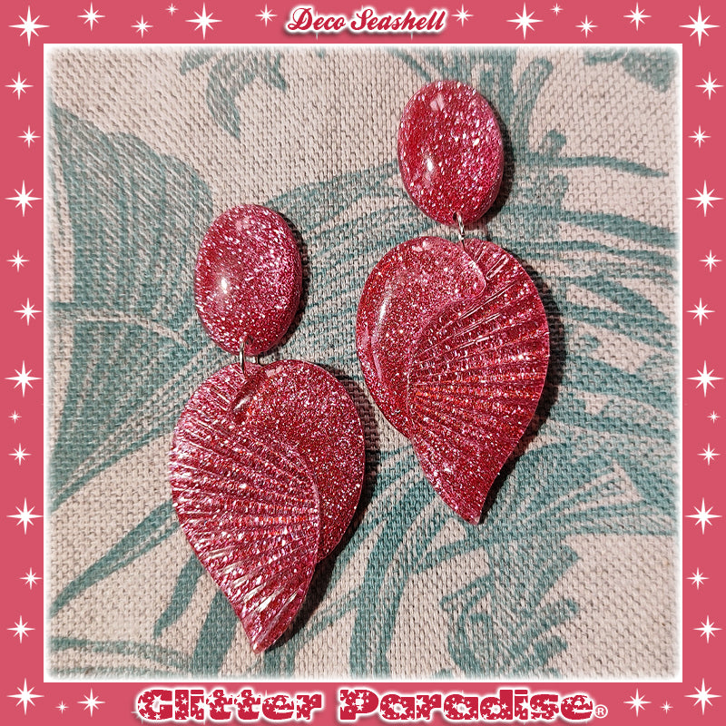 Earrings: Deco Seashell Lucite