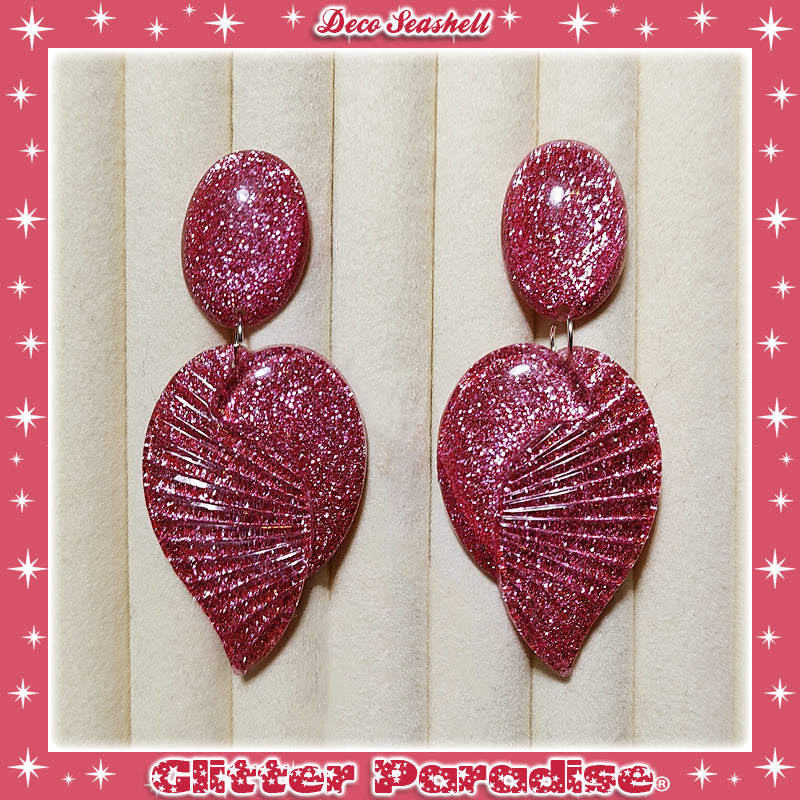 Earrings: Deco Seashell Lucite