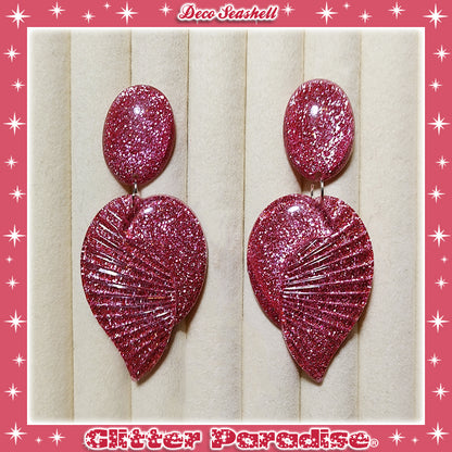 Earrings: Deco Seashell Lucite