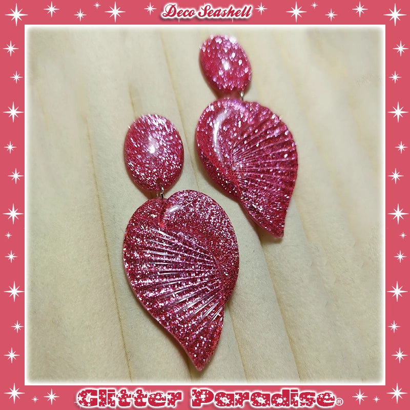 Earrings: Deco Seashell Lucite