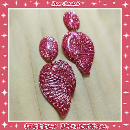 Earrings: Deco Seashell Lucite