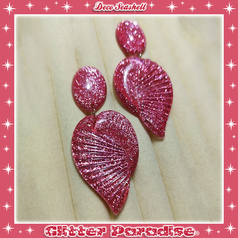 Earrings: Deco Seashell Lucite