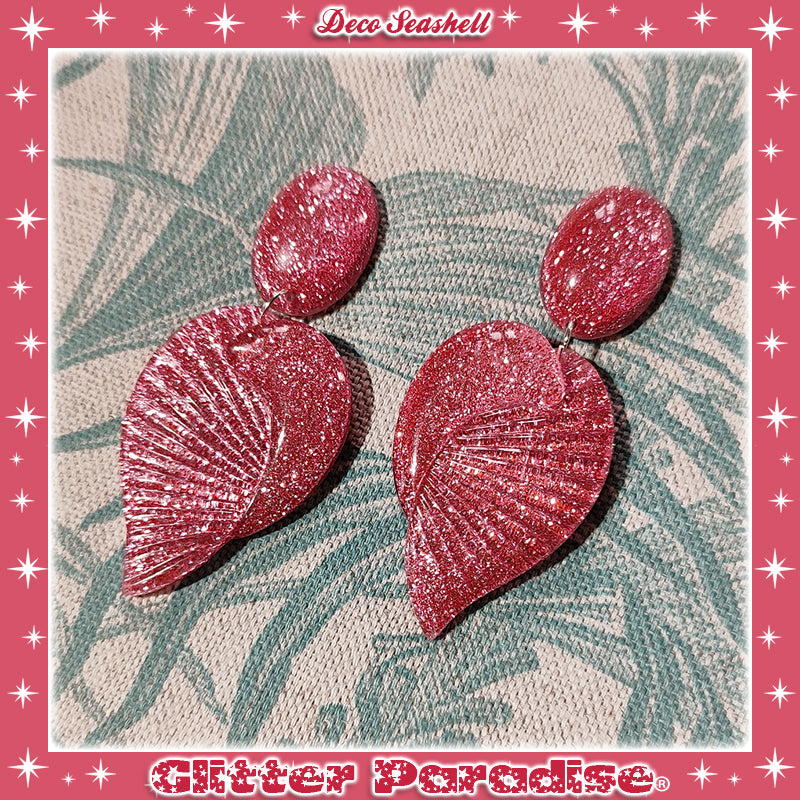 Earrings: Deco Seashell Lucite