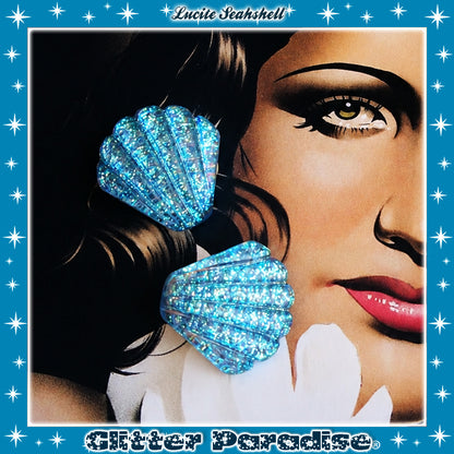 Earrings: Lucite Seashell