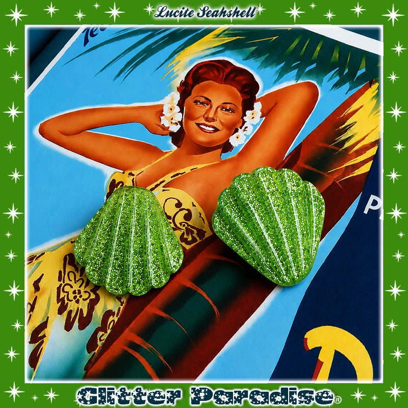Earrings: Lucite Seashell