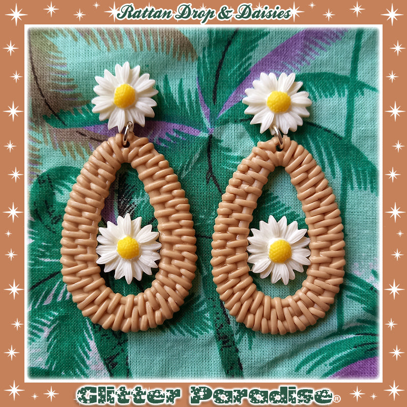 Pendientes: Rattan Drop & Daisies