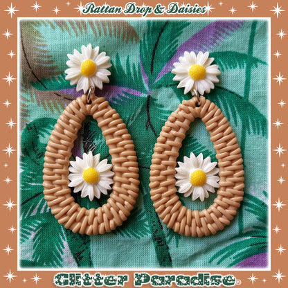 Pendientes: Rattan Drop & Daisies