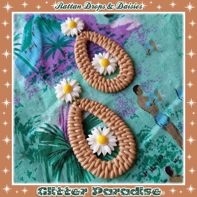 Pendientes: Rattan Drop & Daisies
