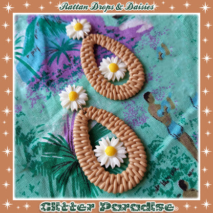 Pendientes: Rattan Drop & Daisies