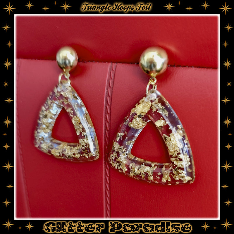 Earrings: Triangle Hoops Foil
