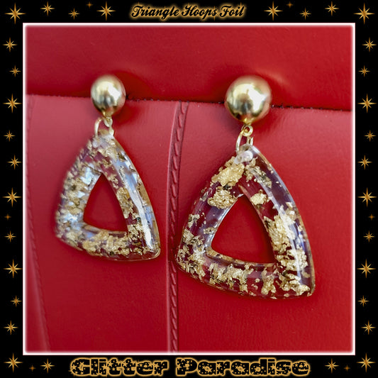 Earrings: Triangle Hoops Foil