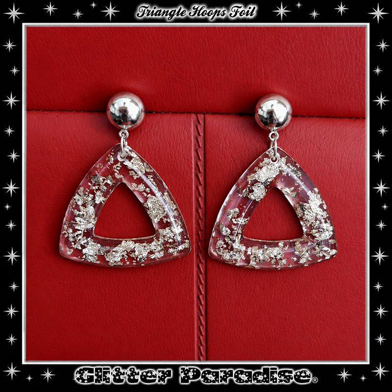 Earrings: Triangle Hoops Foil