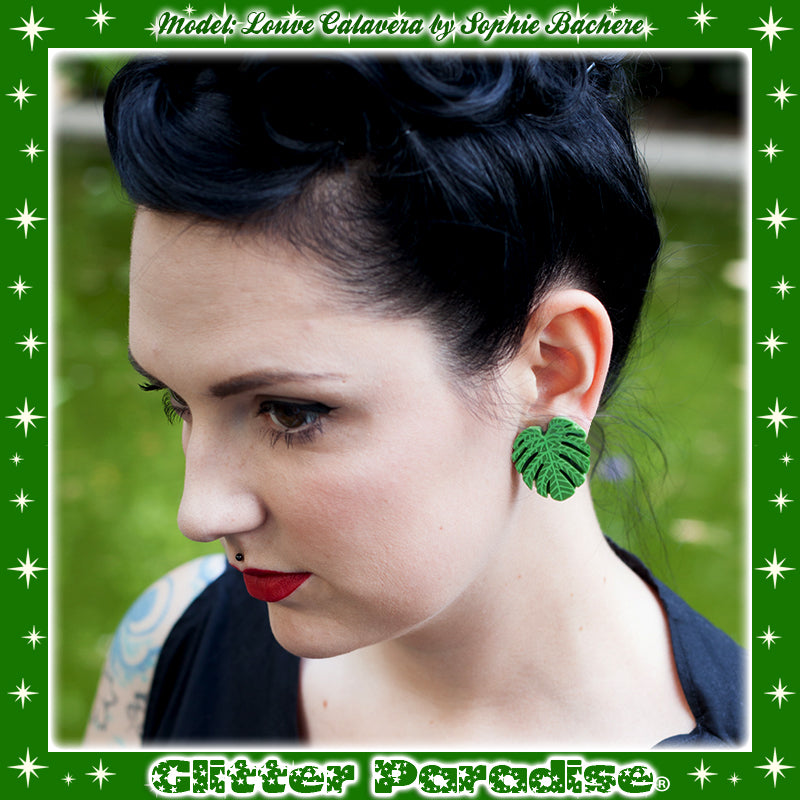 Earrings: Monstera