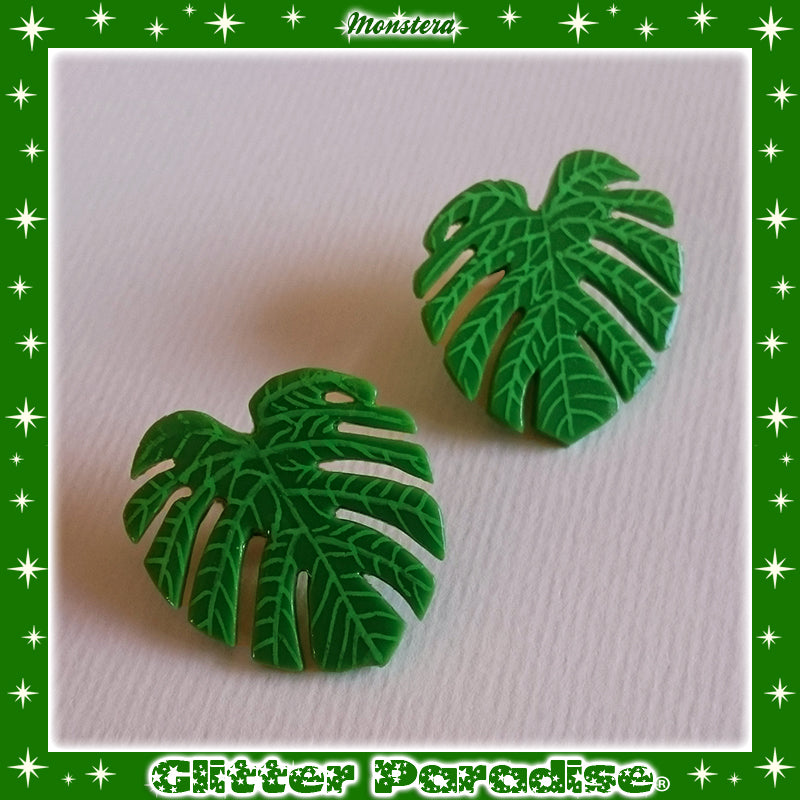 Earrings: Monstera