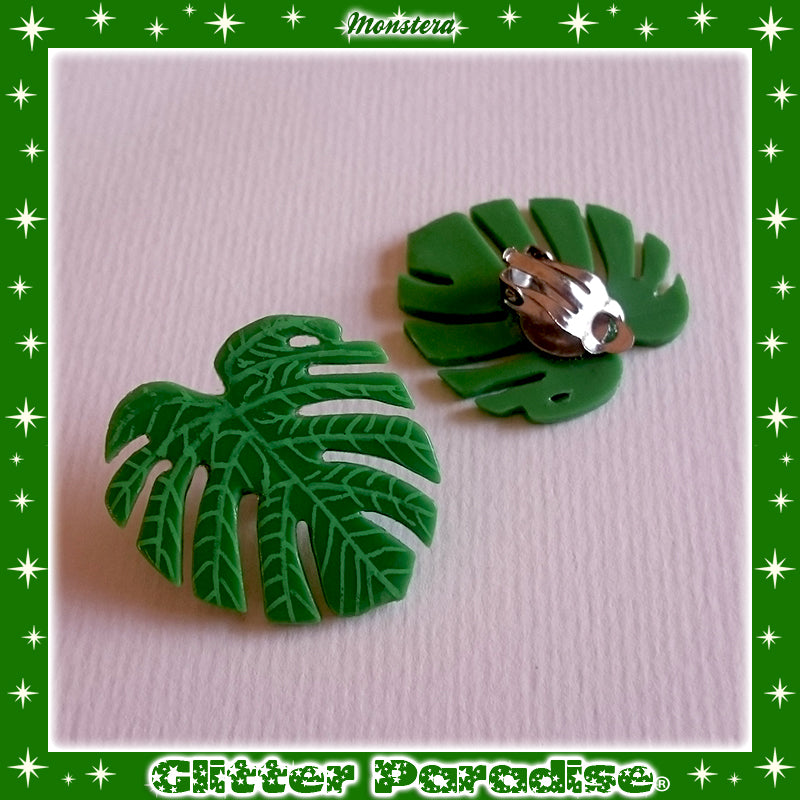 Earrings: Monstera