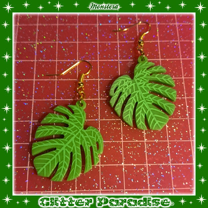 Earrings: Monstera