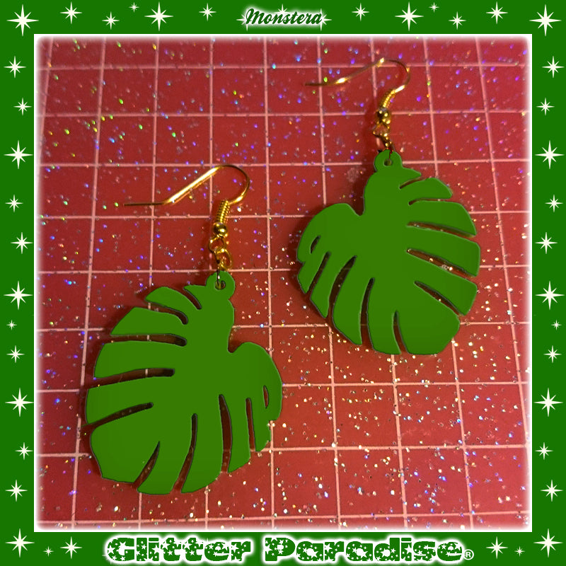 Earrings: Monstera