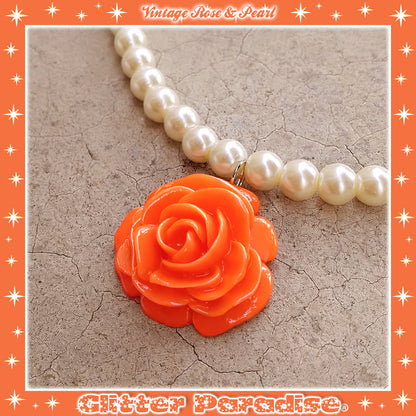 Necklace: Vintage Rose and Pearls
