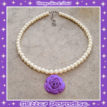 Necklace: Vintage Rose and Pearls