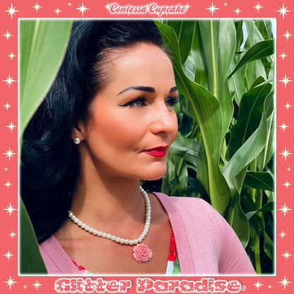 Necklace: Vintage Rose and Pearls