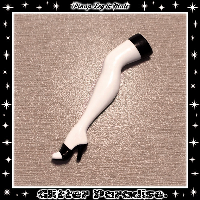 Brooch: Pinup Leg Black and White