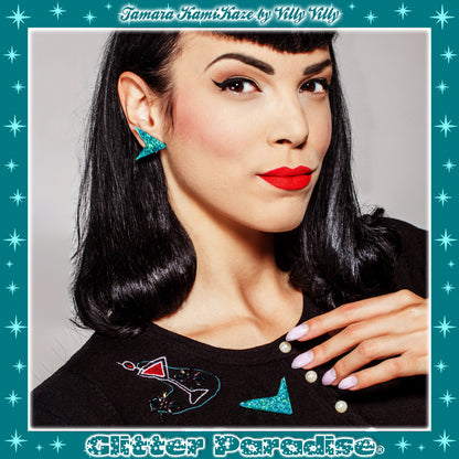 Brooch: Confetti Lucite Sharp Boomerang Dust