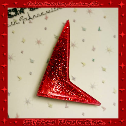 Brooch: Confetti Lucite Sharp Boomerang Dust