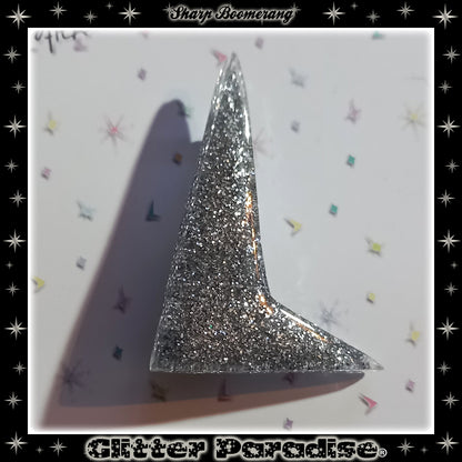 Brooch: Confetti Lucite Sharp Boomerang Dust