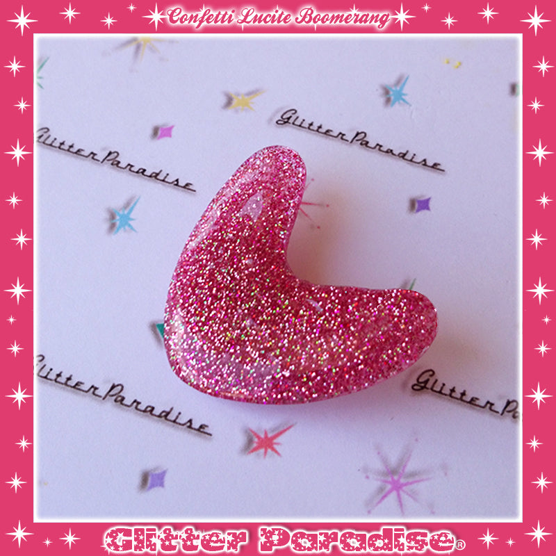 Brooch: Confetti Lucite Boomerang Dust