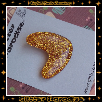 Brooch: Confetti Lucite Boomerang Dust