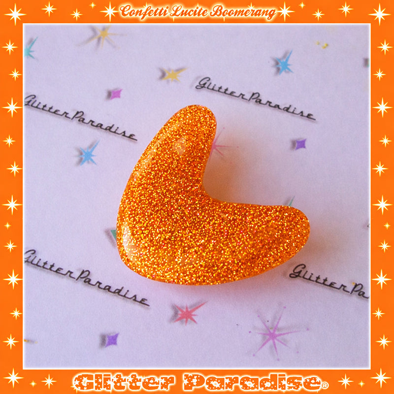 Brooch: Confetti Lucite Boomerang Dust