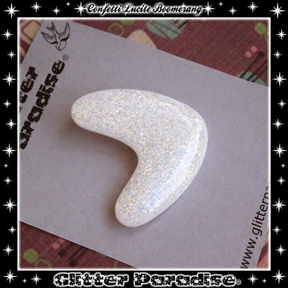 Brooch: Confetti Lucite Boomerang Dust