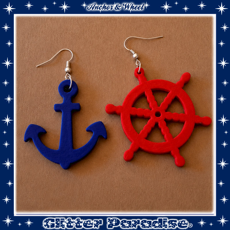 Earrings: Anchor and Wheel