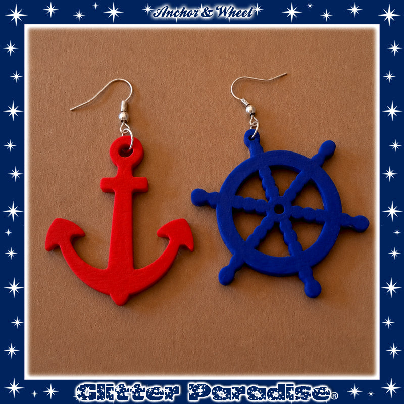 Earrings: Anchor and Wheel