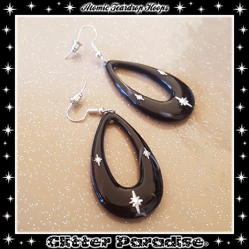 Earrings: Atomic Teadrop Hoops