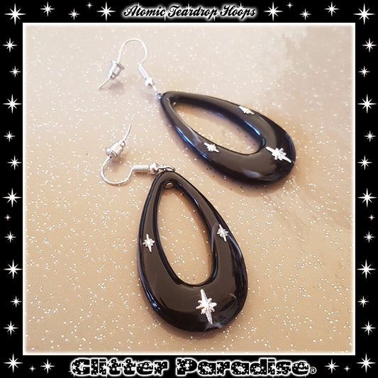 Earrings: Atomic Teadrop Hoops