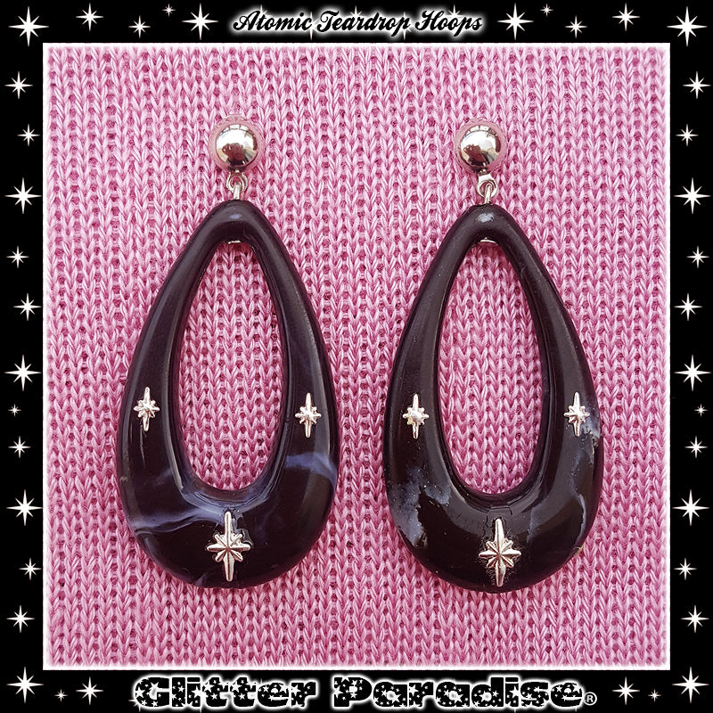 Earrings: Atomic Teadrop Hoops