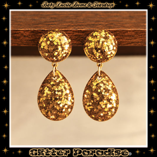 Earrings: Baby Dome and Teardrop Lucite Dots
