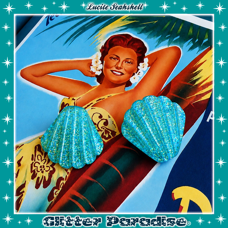 Earrings: Lucite Seashell