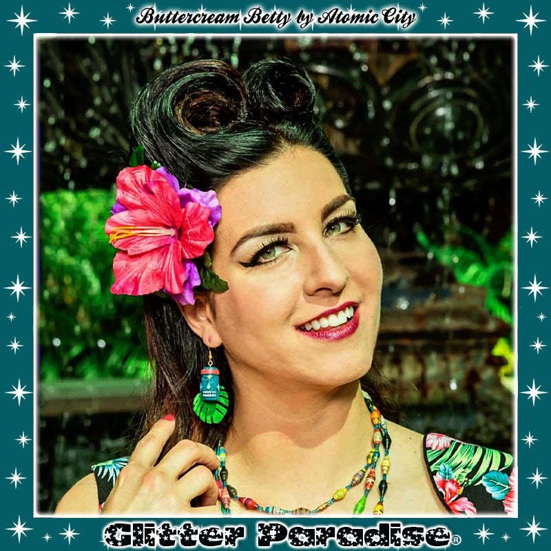 Earrings: Tiki Rainbow and Leaf