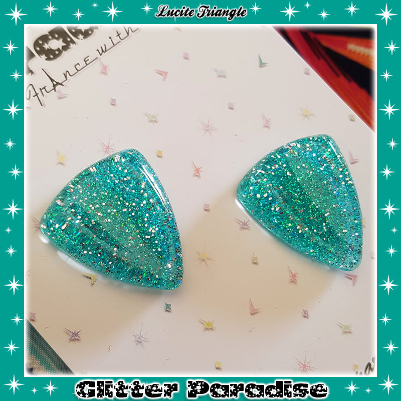 Earrings: Confetti Lucite Triangle Dust