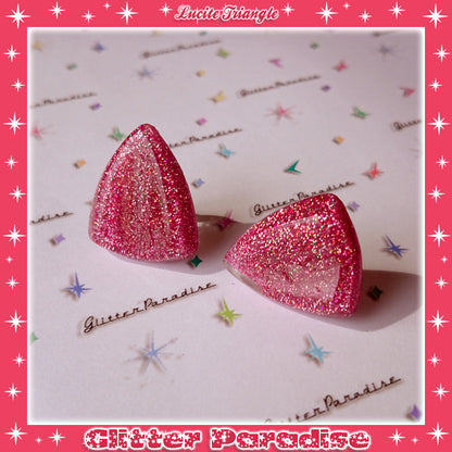 Earrings: Confetti Lucite Triangle Dust