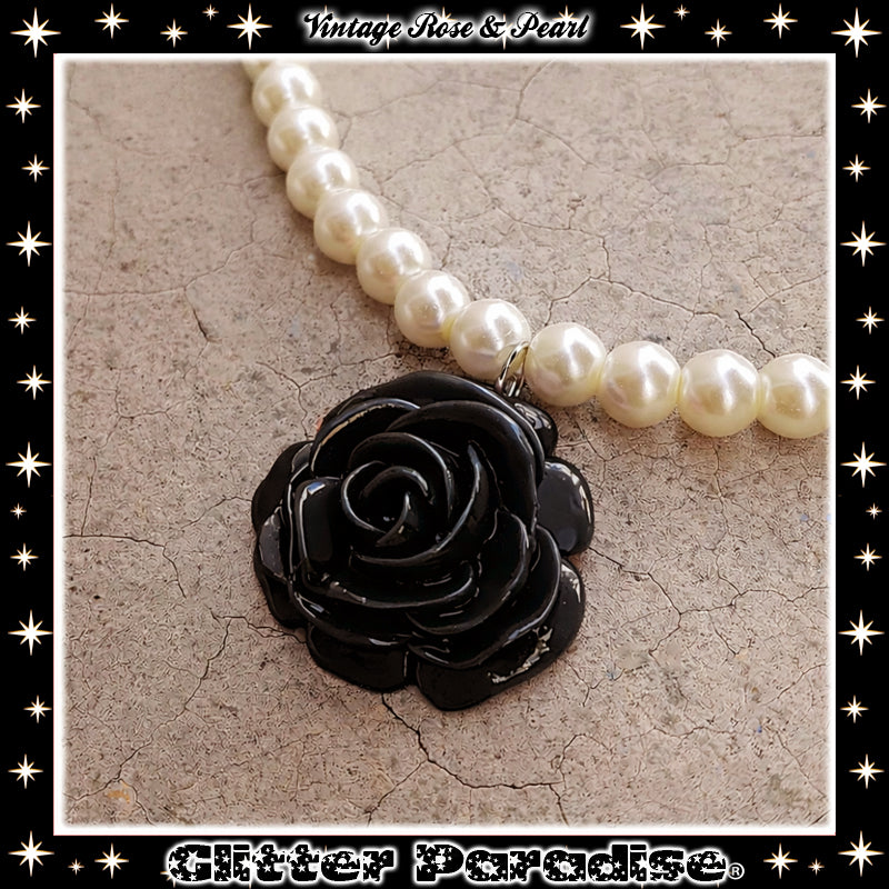 Necklace: Vintage Rose and Pearls